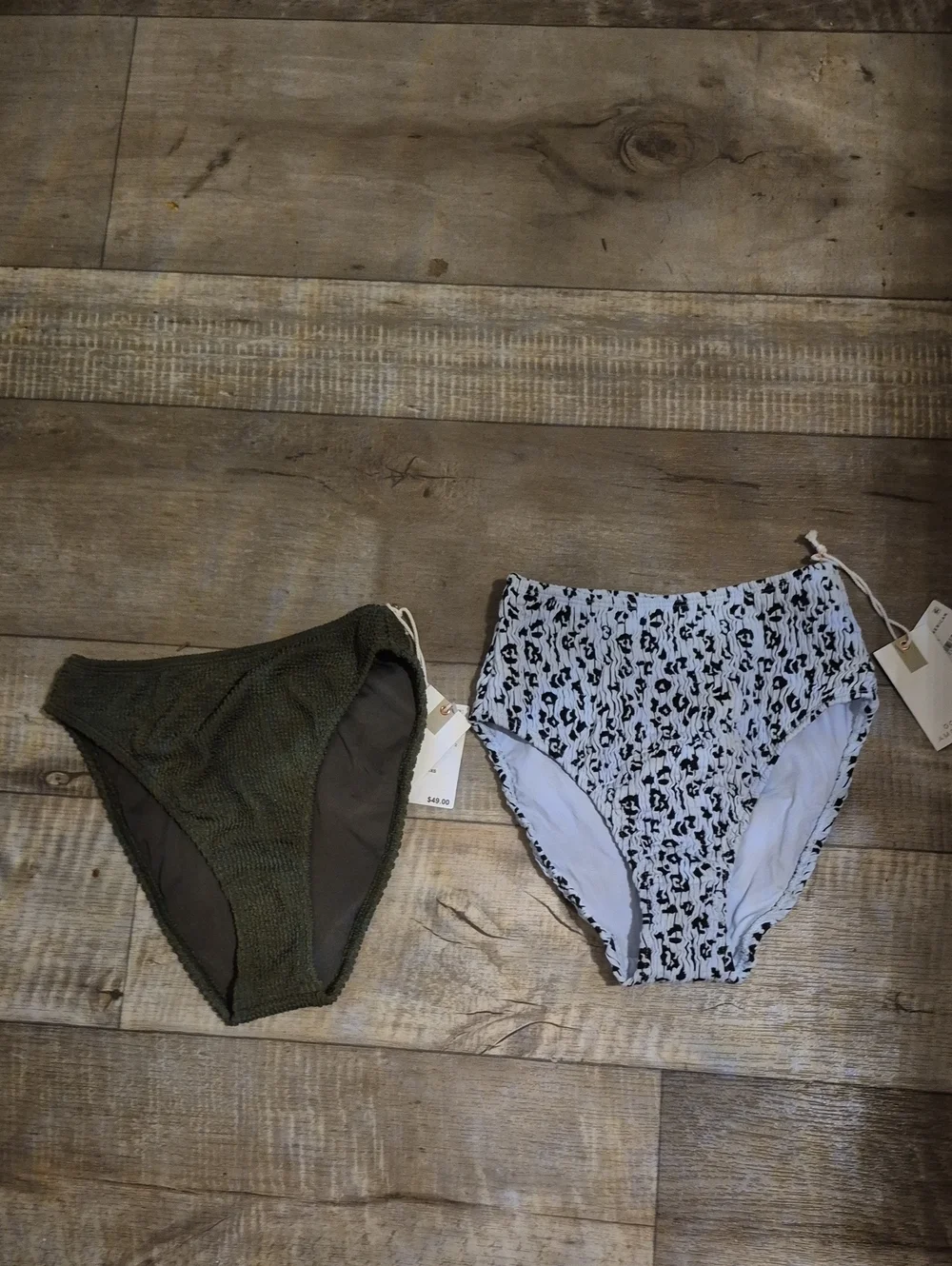 Good American **Bikini Bottom** Only Bundle Olive Green & Ice Blue XS/XXS NWT